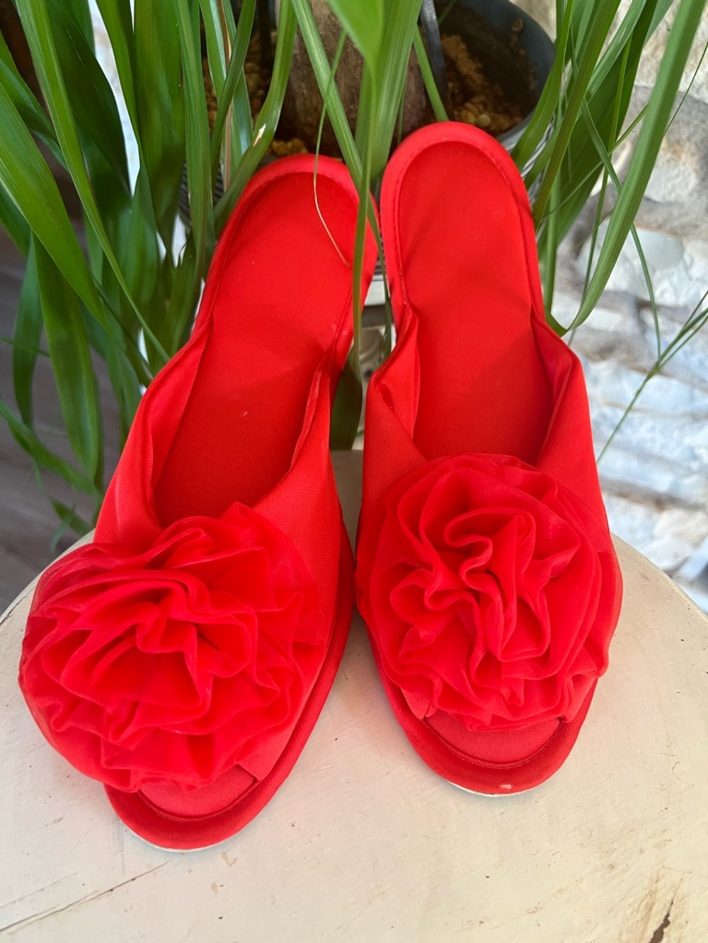 Vintage Vanity Fair Slippers Red Medium